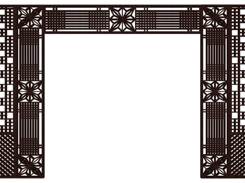 实木屏风 屏风 屛风隔断 隔断su模型