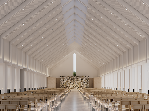  现代纯白教堂纯白宴会厅3d模型 