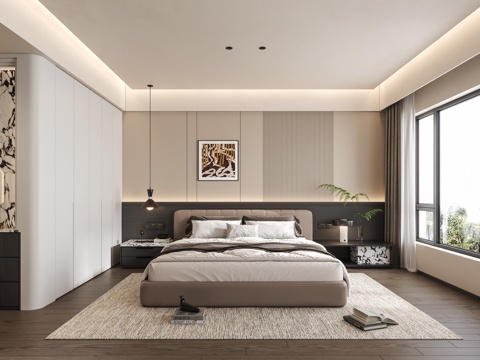 现代意式主卧su模型