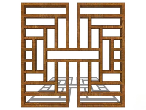 实木屏风 屏风 屛风隔断 隔断su模型