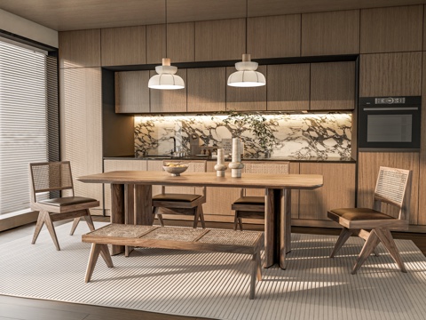  新中式茶桌椅 茶桌椅组合 茶台 茶桌椅 茶具用品组合3d模型 