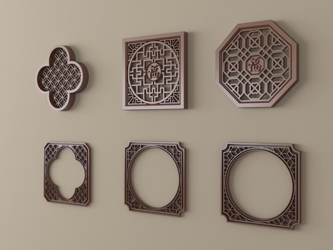 新中式镂花窗 窗户 楼花窗 窗花 窗格 花格su模型su模型