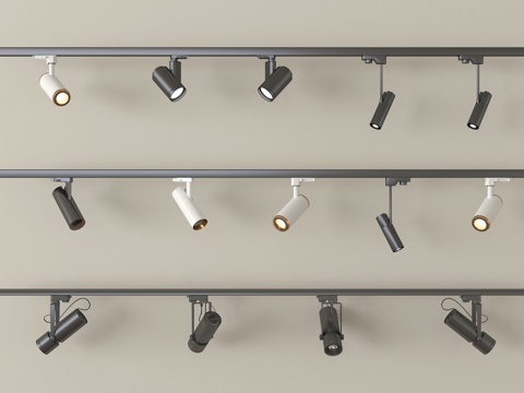 现代筒灯射灯 轨道射灯su模型