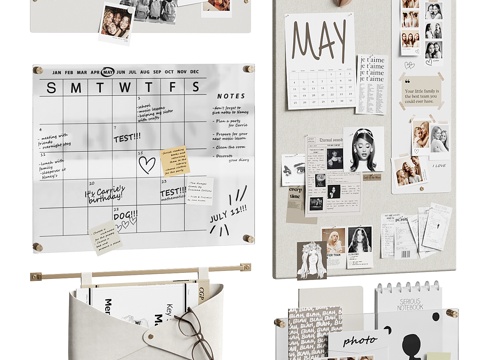  现代青少年记事板 儿童墙饰3d模型 