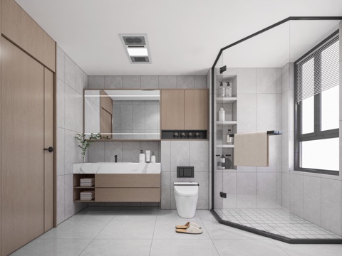 现代卫生间_现代卫生间_干湿分离卫生间_马桶_淋裕su模型