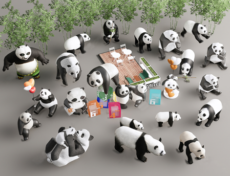 现代雕塑 熊猫国宝熊猫雕塑su模型