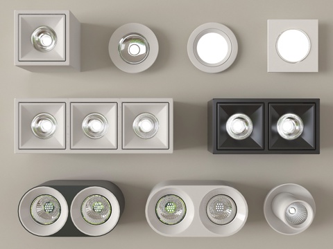 现代筒灯射灯  明装筒灯射灯su模型