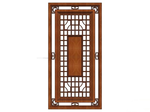 实木屏风 屏风 屛风隔断 隔断su模型