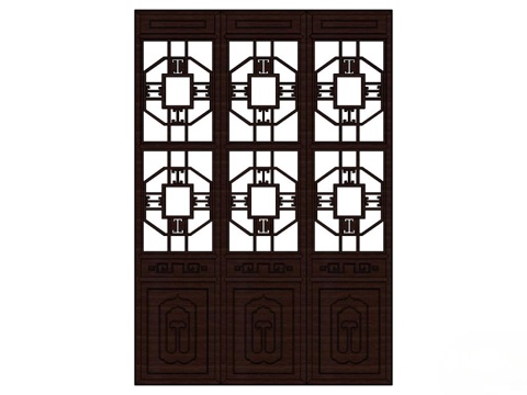 实木屏风 屏风 屛风隔断 隔断su模型