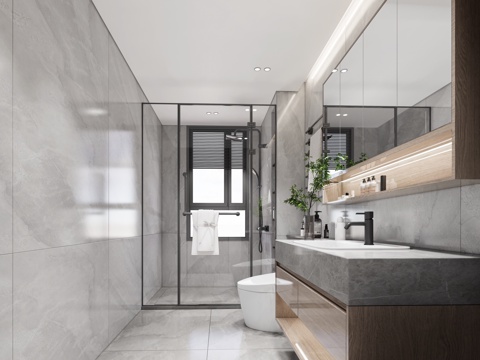 现代卫生间_卫生间_卫浴_洗手间_马桶su模型