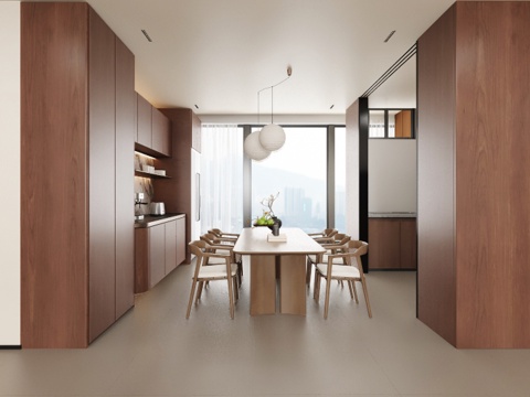  中古风客餐厅3d模型 