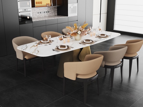 现代餐桌椅组合su模型