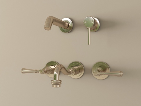 现代墙排水龙头su模型