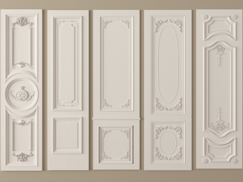 法式护墙板 背景墙su模型