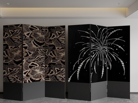 现代中古风屏风3d模型