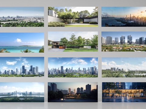 现代其他材质 环绕背景 户外外景 城市背景su模型