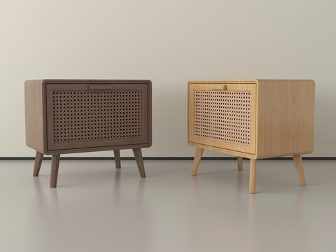  现代藤编床头柜3d模型 