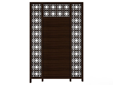 实木屏风 屏风 屛风隔断 隔断su模型