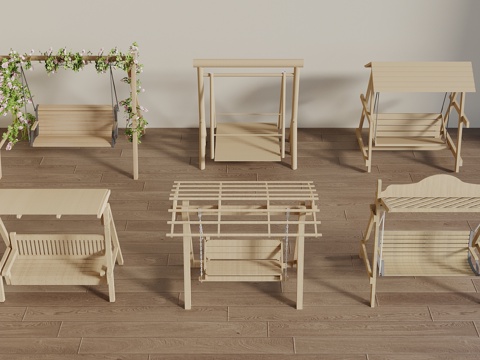  户外秋千椅 庭院秋千 吊椅 景观摇椅3d模型 