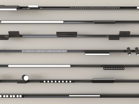 现代筒灯射灯 轨道射灯 线形射灯su模型