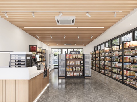 现代便利店 便利店 超市 商店 货架su模型