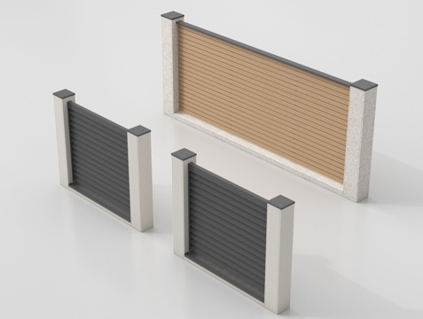 现代围墙 庭院围墙 别墅围墙su模型