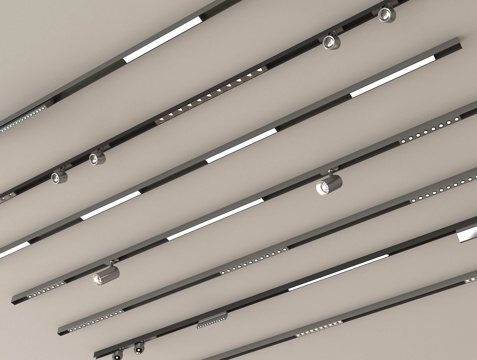 现代筒灯射灯 轨道射灯 线形射灯su模型