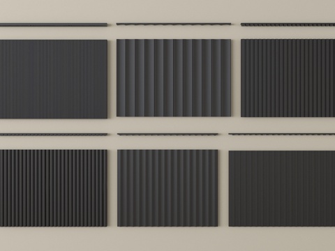 现代护墙板 长城板 格栅板 波浪板su模型