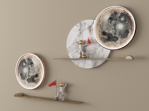 现代墙饰挂件 月球挂件 立体墙饰su模型