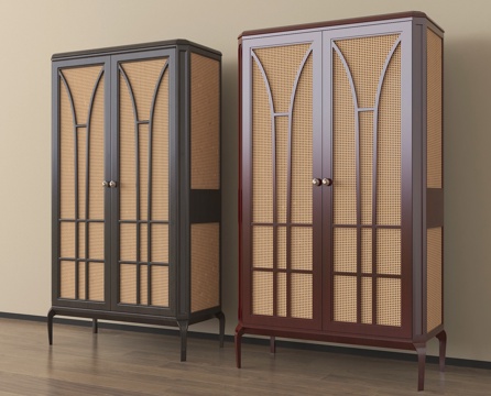 中古风衣柜 藤编储物柜su模型