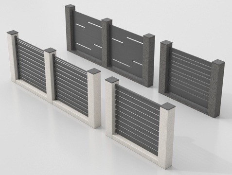 现代围墙景墙 庭院围墙 别墅围墙 小区围墙su模型