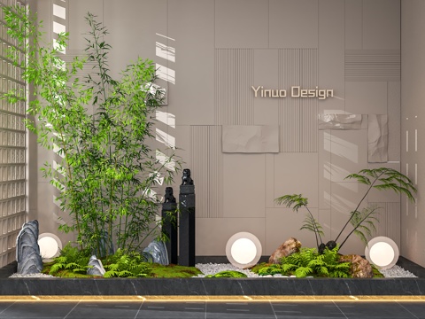 现代室内景观 景观造景 植物组合 庭院景观 景观树 室内造景su模型