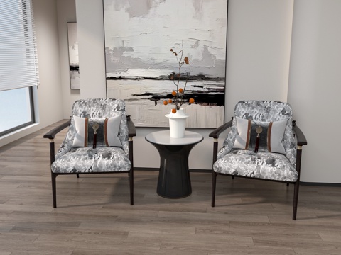  中式新中式休闲座椅组合 单人椅3d模型 