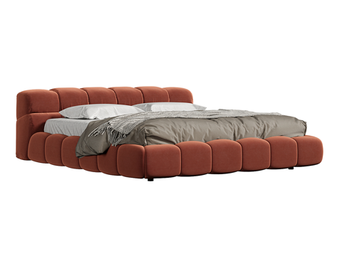  现代简约双人床 双人床 简约床 卧室床 抱枕3d模型 