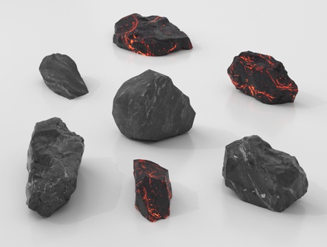 现代石头 黑石头 景观石 火山石su模型su模型