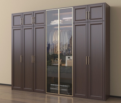 新中式衣柜 玻璃su模型