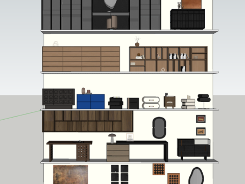 定制柜子+床头柜+斗柜+桌子（现代+中古）su模型