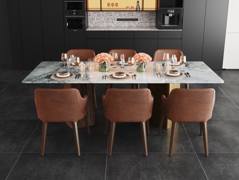 现代餐桌椅组合su模型