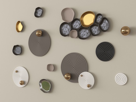 现代轻奢墙饰装饰品 立体墙饰su模型