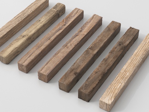  现代老木头 木头柱子 旧木方 木材 木梁3d模型 