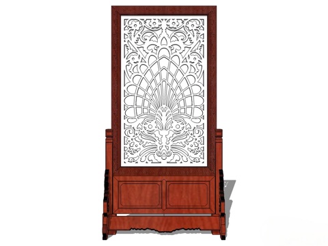 实木屏风 屏风 屛风隔断 隔断su模型