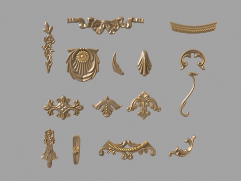  欧式构件雕花3d模型 