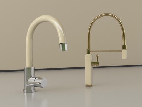 现代水龙头组合 不锈钢水龙头su模型