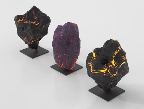 现代创意岩石雕塑摆件 火山石摆件 石头雕塑摆件su模型