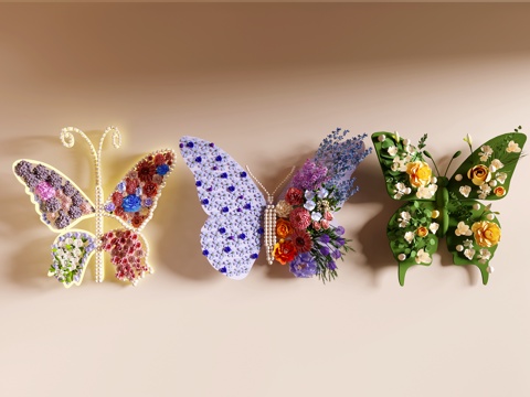  花朵粘贴墙饰3d模型 