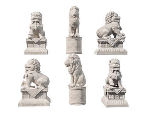  中式抱鼓石 门墩 石墩 门枕石 门座 镇门石 门台 石雕 庭3d模型 