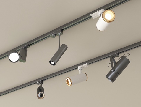 现代筒灯射灯 轨道射灯su模型