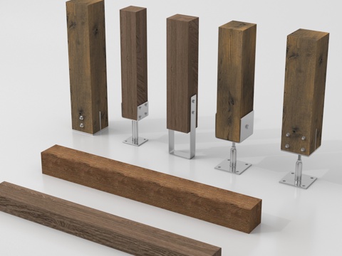  现代老木头 木头柱子 旧木方 木材 木梁3d模型 