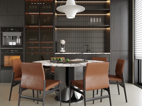  现代餐厅 餐边柜 酒柜 餐桌椅3d模型 