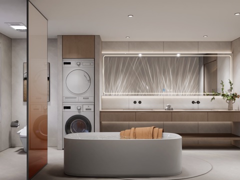 现代卫生间_现代卫生间_干湿分离卫生间_洗手台_马桶_淋裕su模型